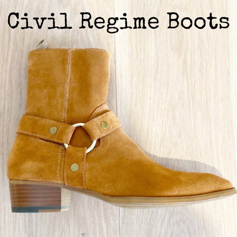 NWOT Civil Regime Men's Suede Leather Harness Ankle Boot